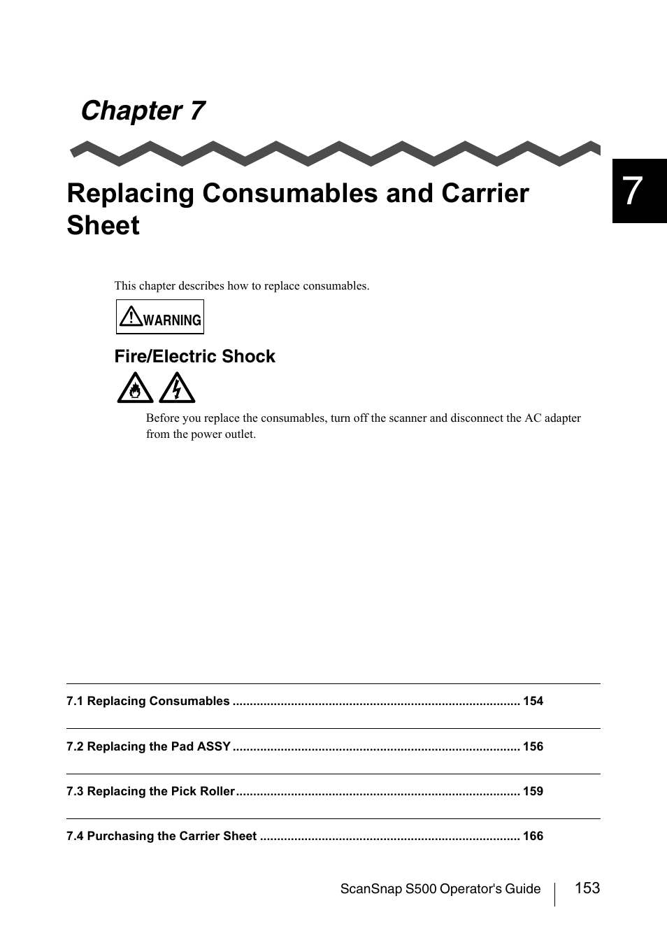 Chapter 7 replacing consumables and carrier sheet | FUJITSU ScanSnap S500 User Manual | Page 171 / 196