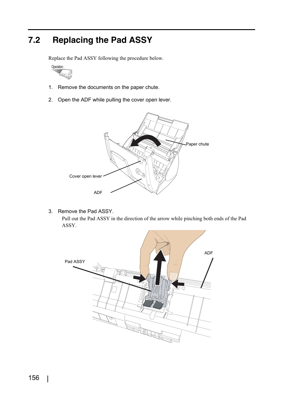 2 replacing the pad assy | FUJITSU ScanSnap S500 User Manual | Page 174 / 196