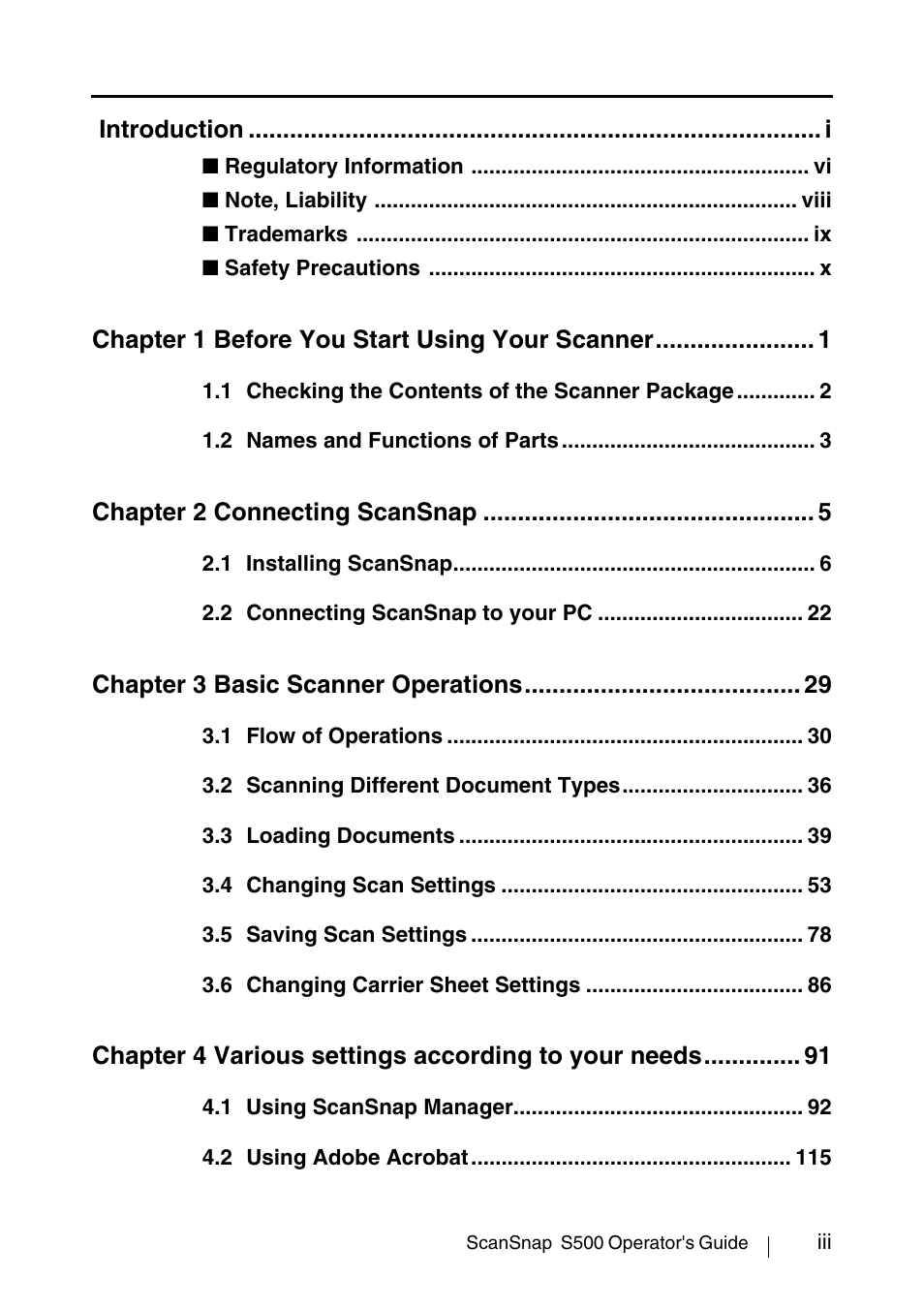 FUJITSU ScanSnap S500 User Manual | Page 5 / 196