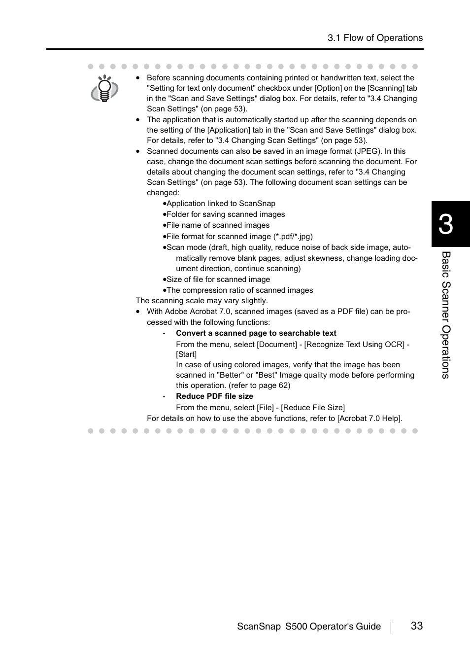 33 basic scanner oper ations | FUJITSU ScanSnap S500 User Manual | Page 51 / 196