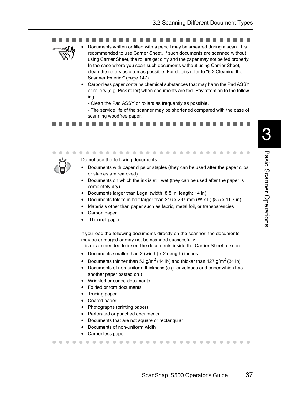 37 basic scanner oper ations | FUJITSU ScanSnap S500 User Manual | Page 55 / 196