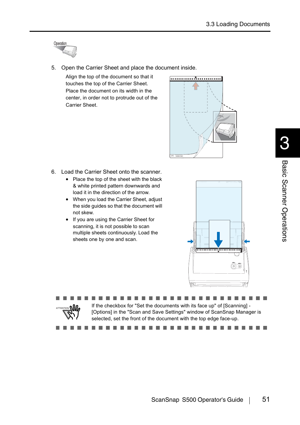 51 basic scanner oper ations | FUJITSU ScanSnap S500 User Manual | Page 69 / 196