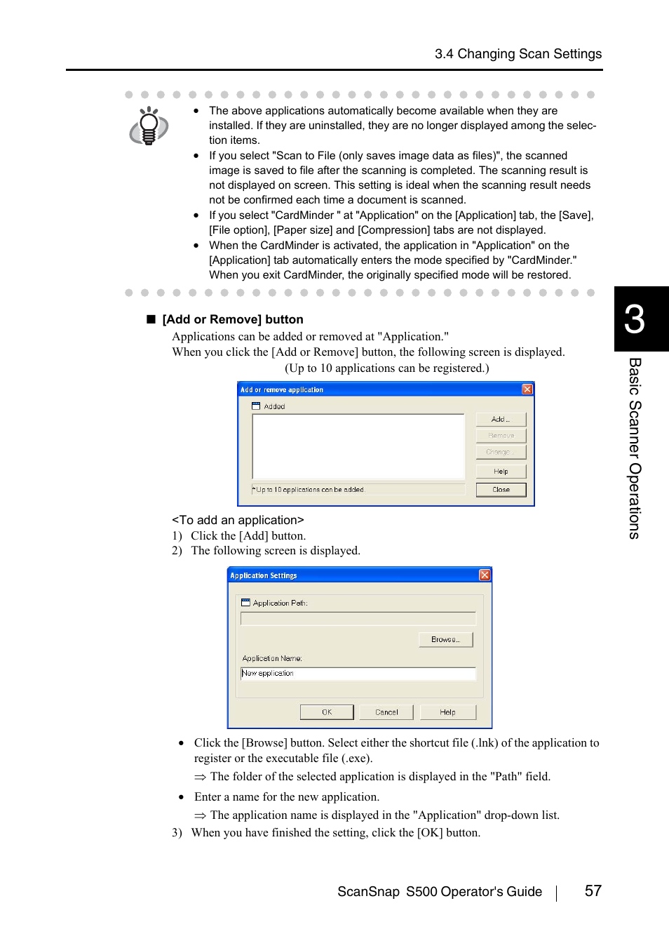 57 basic scanner oper ations | FUJITSU ScanSnap S500 User Manual | Page 75 / 196