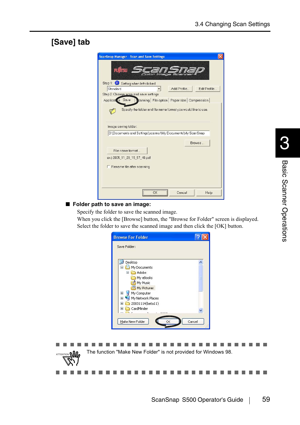 Save] tab | FUJITSU ScanSnap S500 User Manual | Page 77 / 196