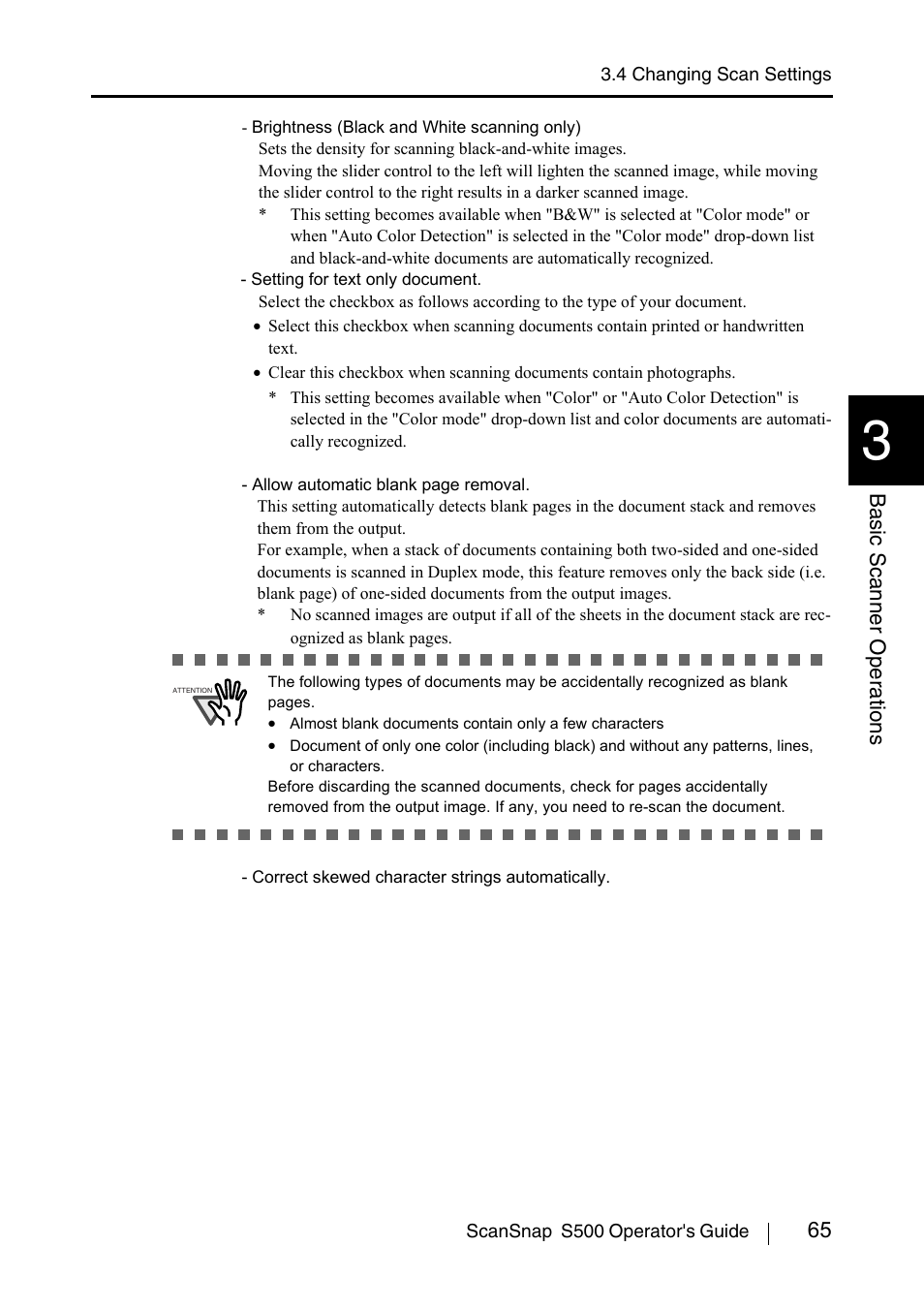 65 basic scanner oper ations | FUJITSU ScanSnap S500 User Manual | Page 83 / 196