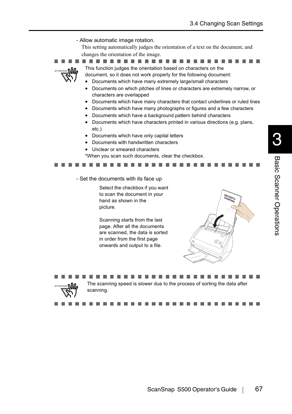 67 basic scanner oper ations | FUJITSU ScanSnap S500 User Manual | Page 85 / 196