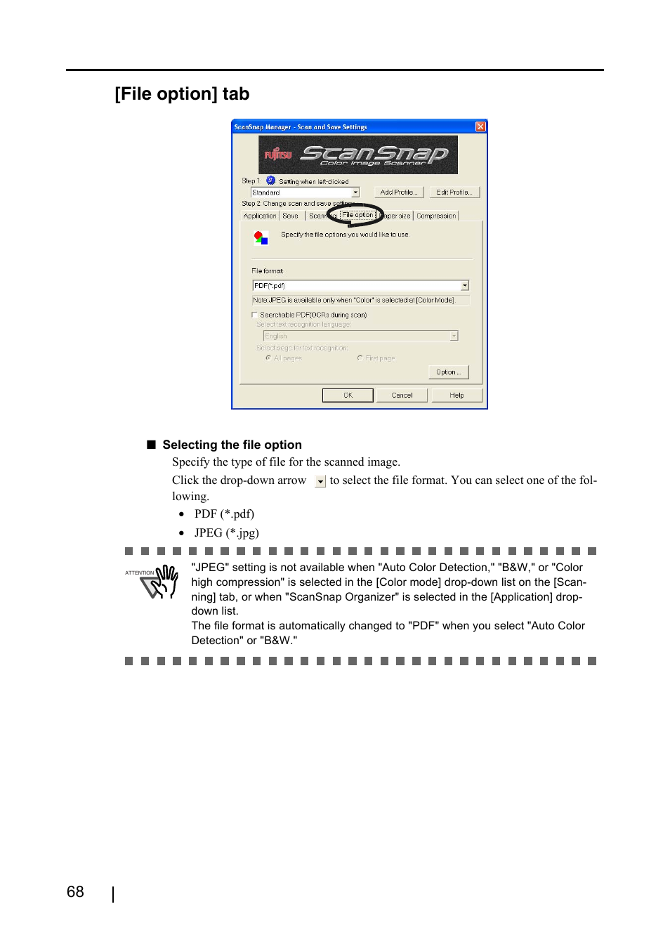 File option] tab | FUJITSU ScanSnap S500 User Manual | Page 86 / 196