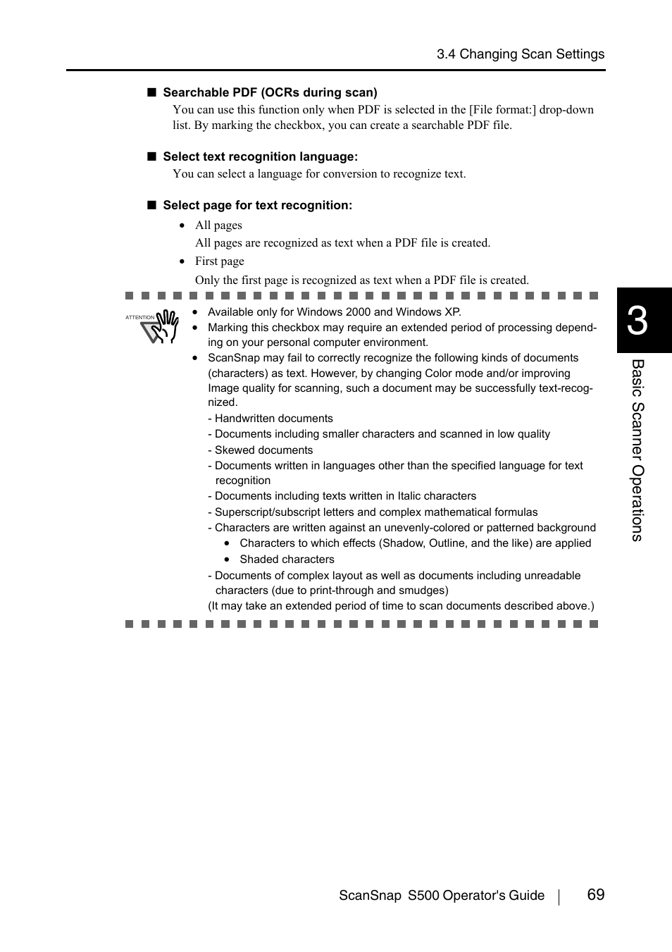 69 basic scanner oper ations | FUJITSU ScanSnap S500 User Manual | Page 87 / 196