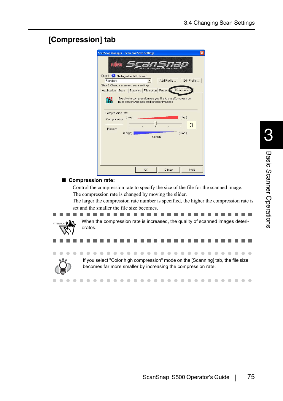 Compression] tab | FUJITSU ScanSnap S500 User Manual | Page 93 / 196