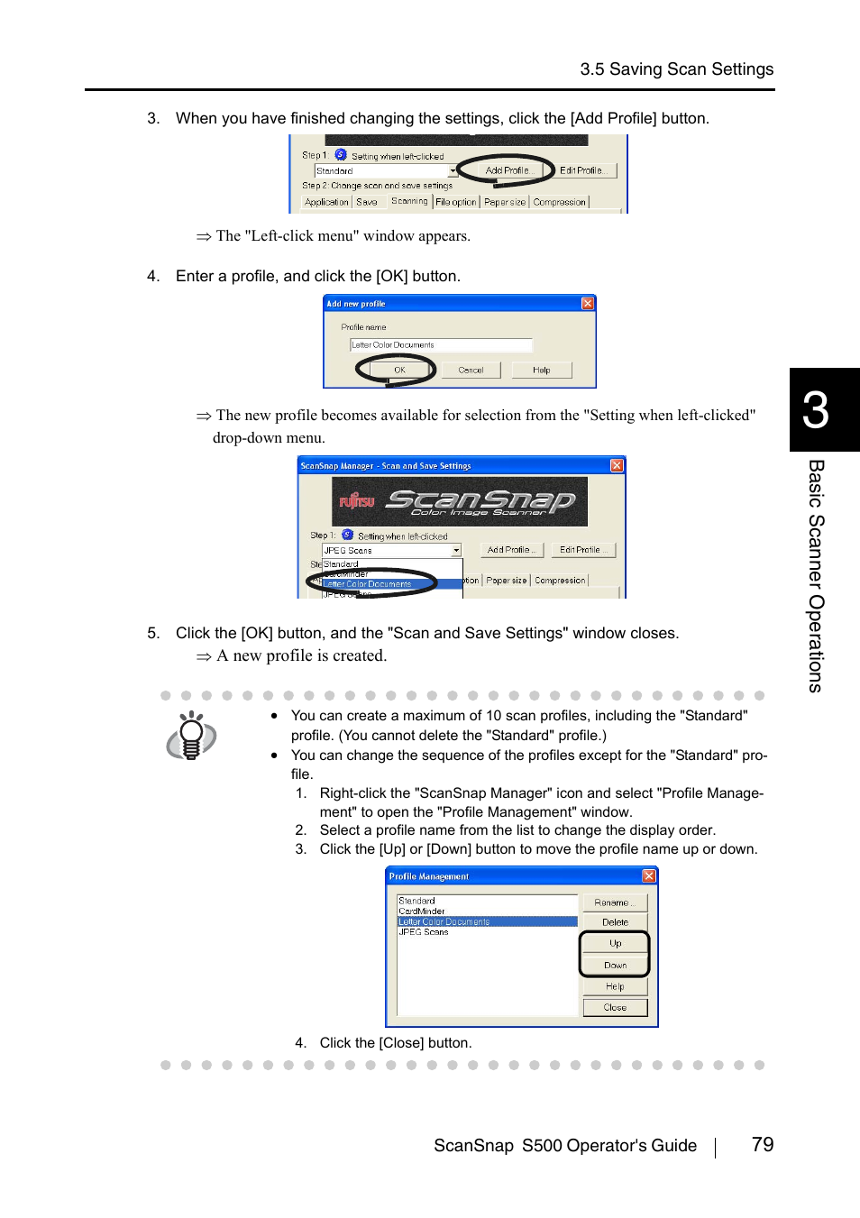 79 basic scanner oper ations | FUJITSU ScanSnap S500 User Manual | Page 97 / 196