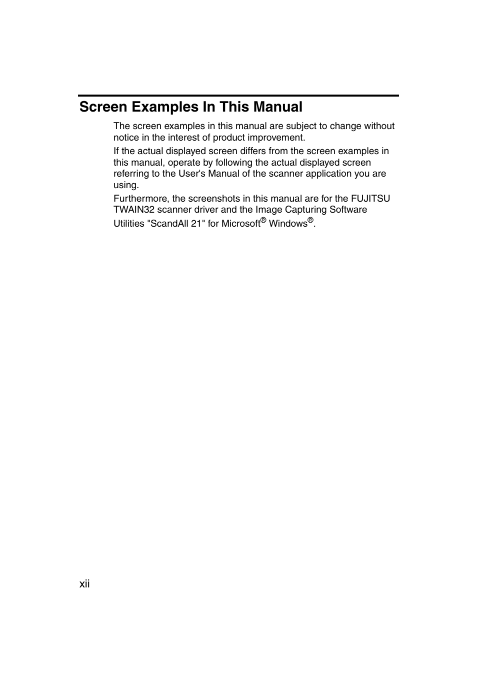 Screen examples in this manual | FUJITSU fi-4120C User Manual | Page 13 / 180