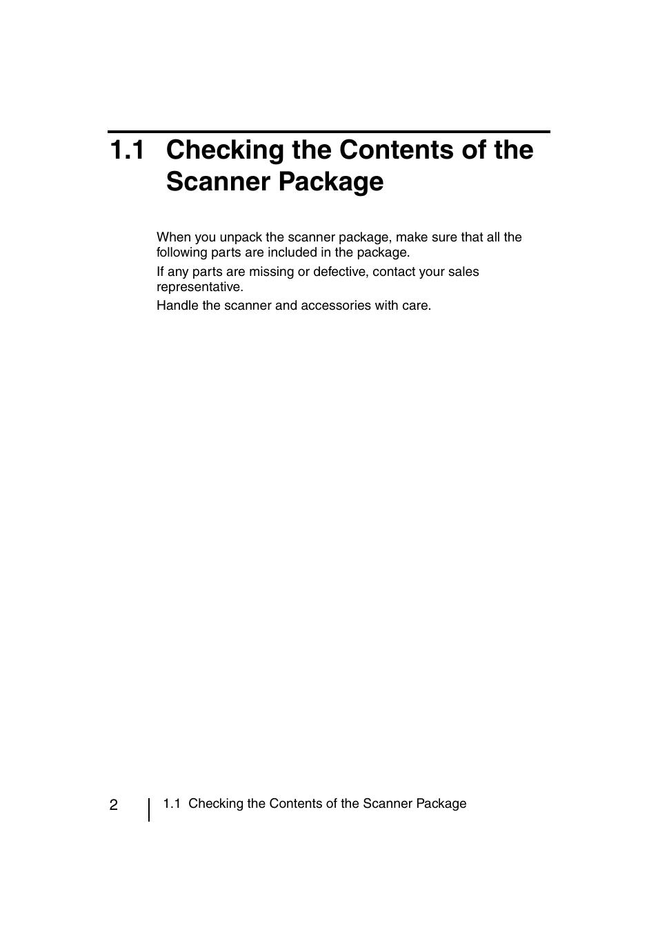 1 checking the contents of the scanner package | FUJITSU fi-4120C User Manual | Page 29 / 180