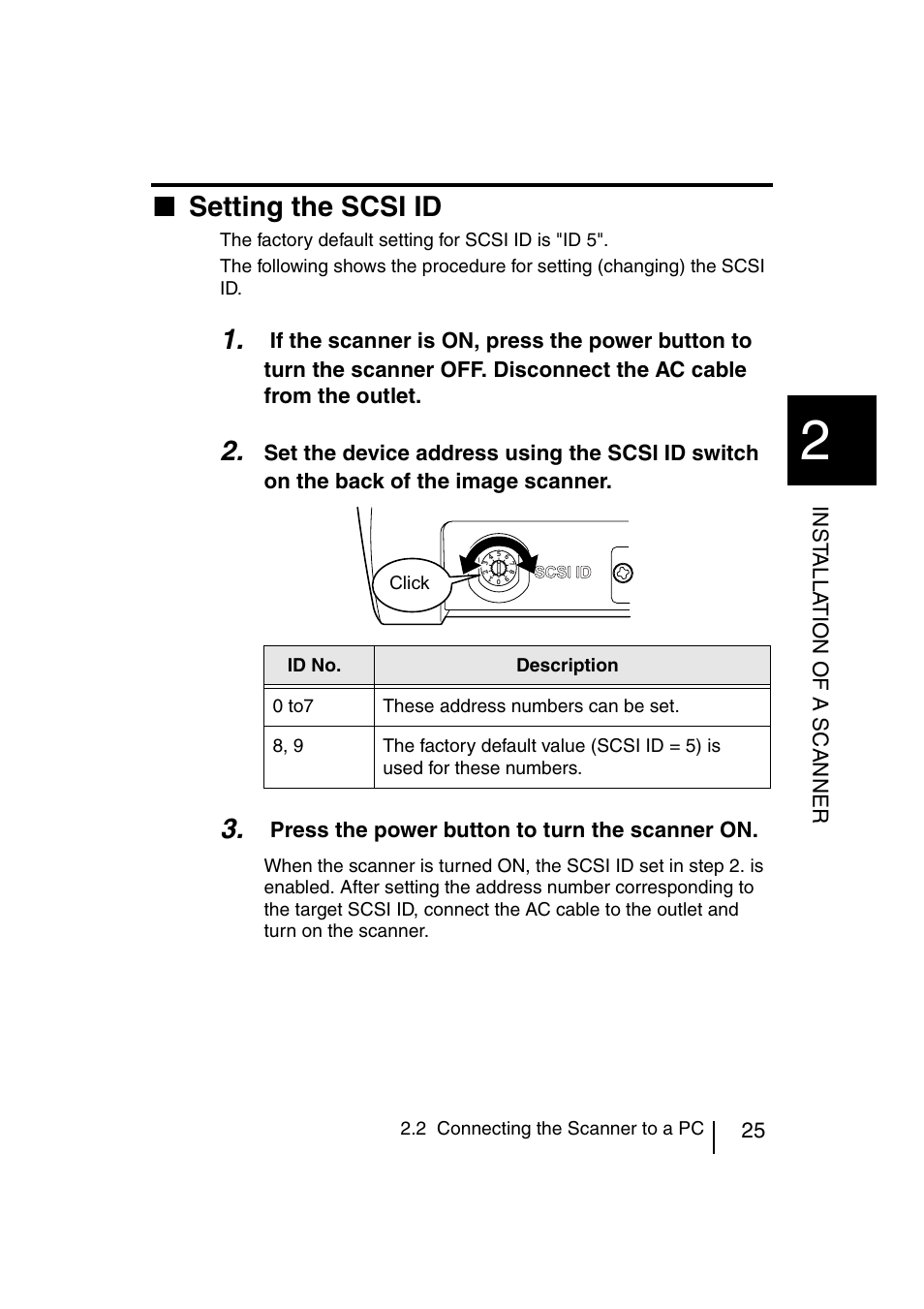 Setting the scsi id | FUJITSU fi-4120C User Manual | Page 52 / 180