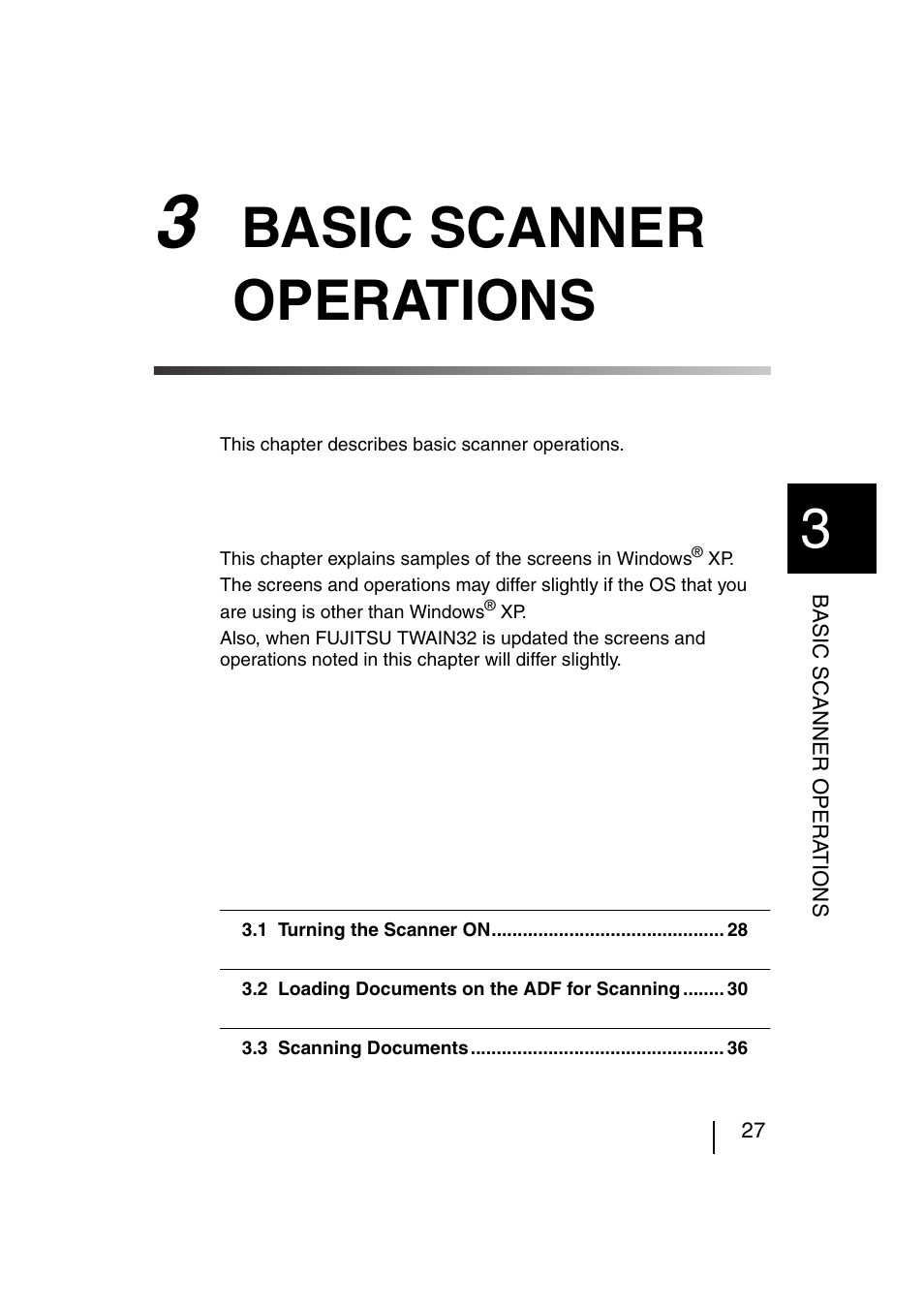 3 basic scanner operations, Basic scanner operations | FUJITSU fi-4120C User Manual | Page 54 / 180