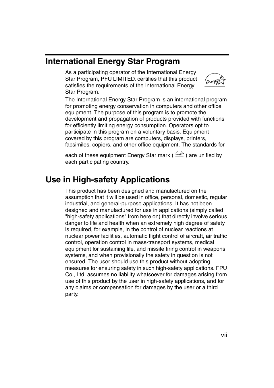 International energy star program, Use in high-safety applications | FUJITSU fi-4120C User Manual | Page 8 / 180