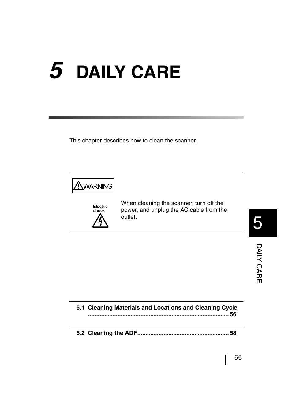 5 daily care, Daily care | FUJITSU fi-4120C User Manual | Page 82 / 180