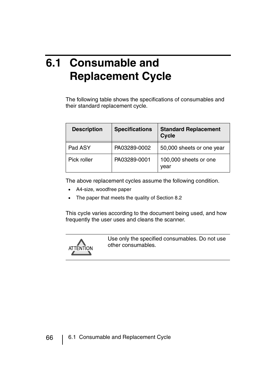 1 consumable and replacement cycle | FUJITSU fi-4120C User Manual | Page 93 / 180