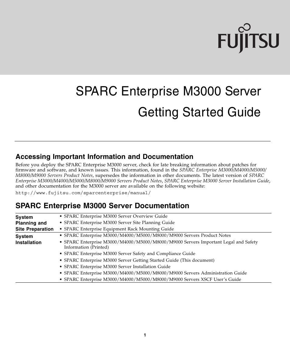 FUJITSU SPARC Enterprise Server M3000 User Manual | 8 pages