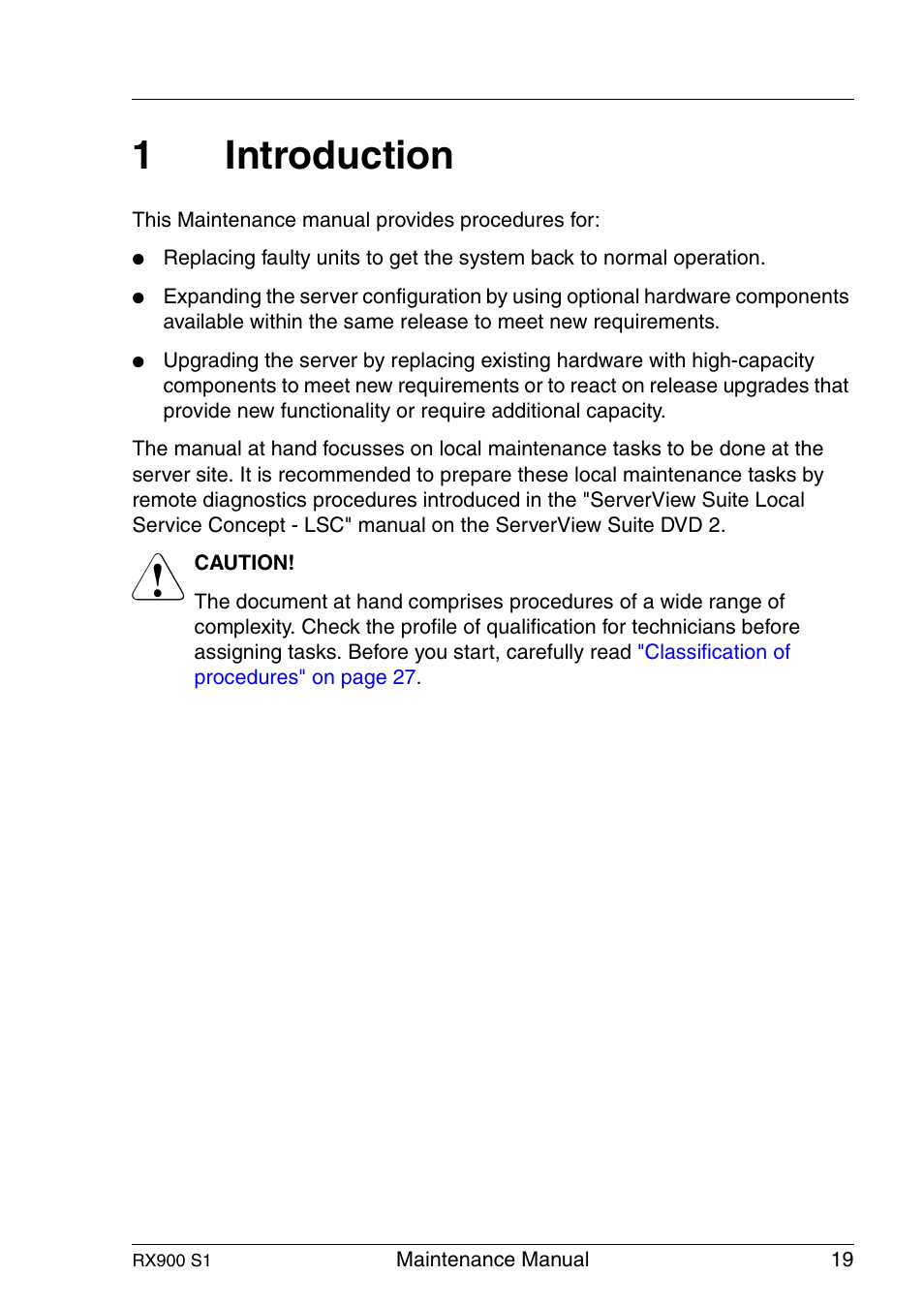 Introduction, 1introduction | FUJITSU PRIMERGY RX900 S1 User Manual | Page 19 / 368