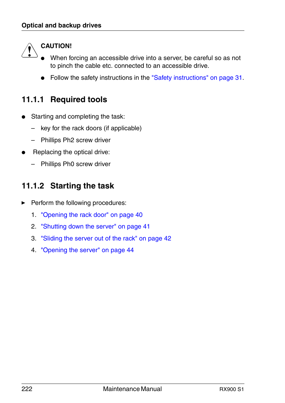 Required tools, Starting the task, 1 required tools | 2 starting the task | FUJITSU PRIMERGY RX900 S1 User Manual | Page 222 / 368