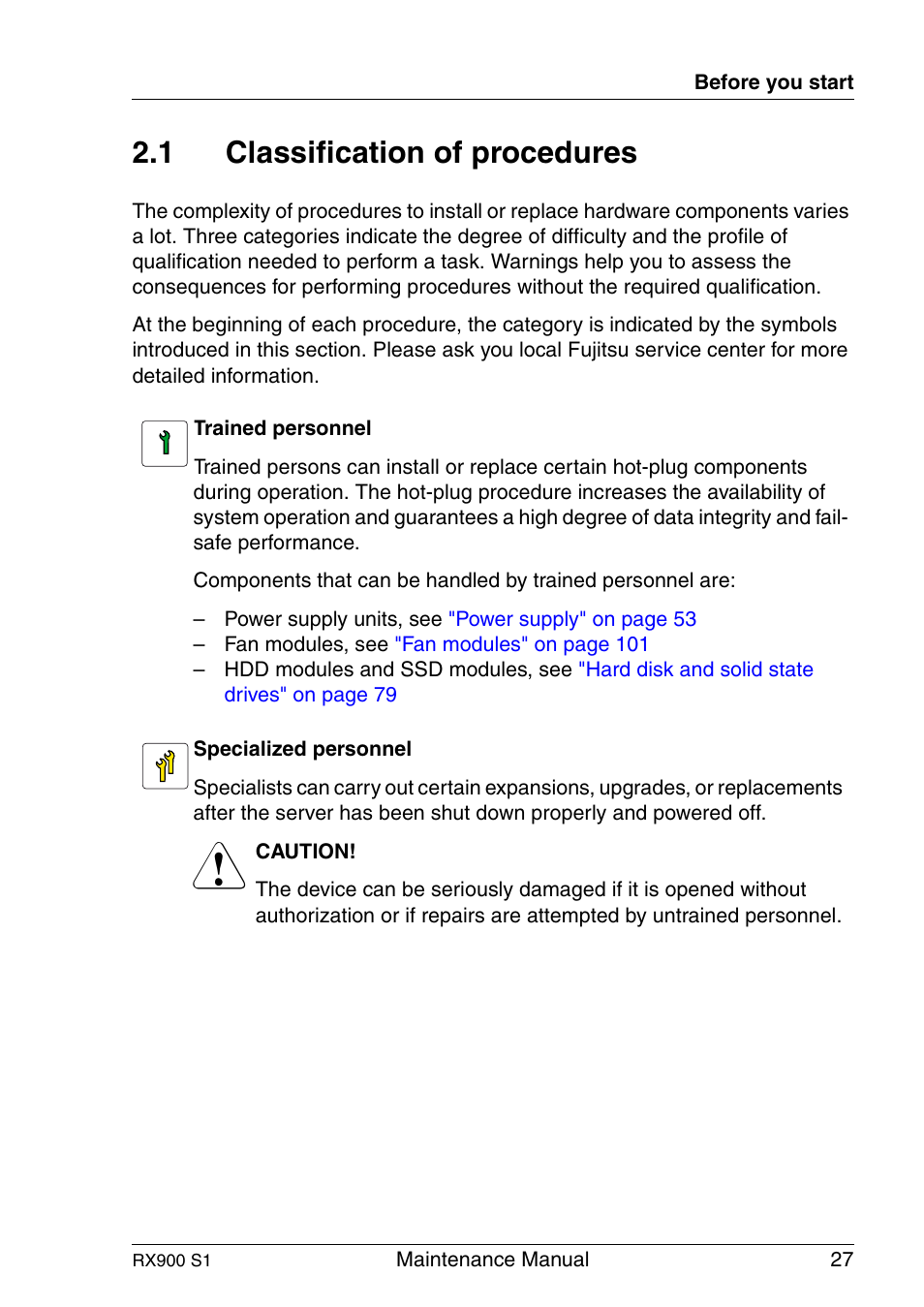 Classification of procedures, Read, Classification of | 1 classification of procedures | FUJITSU PRIMERGY RX900 S1 User Manual | Page 27 / 368