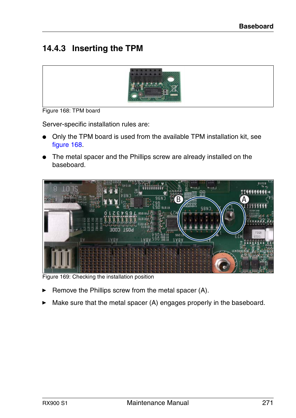 Inserting the tpm, 3 inserting the tpm | FUJITSU PRIMERGY RX900 S1 User Manual | Page 271 / 368