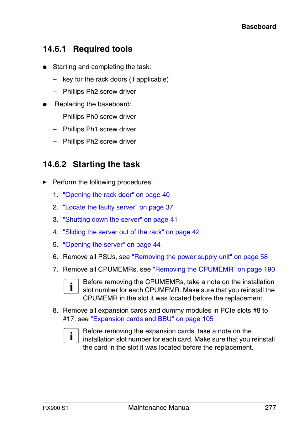 Required tools, Starting the task, 1 required tools | 2 starting the task | FUJITSU PRIMERGY RX900 S1 User Manual | Page 277 / 368
