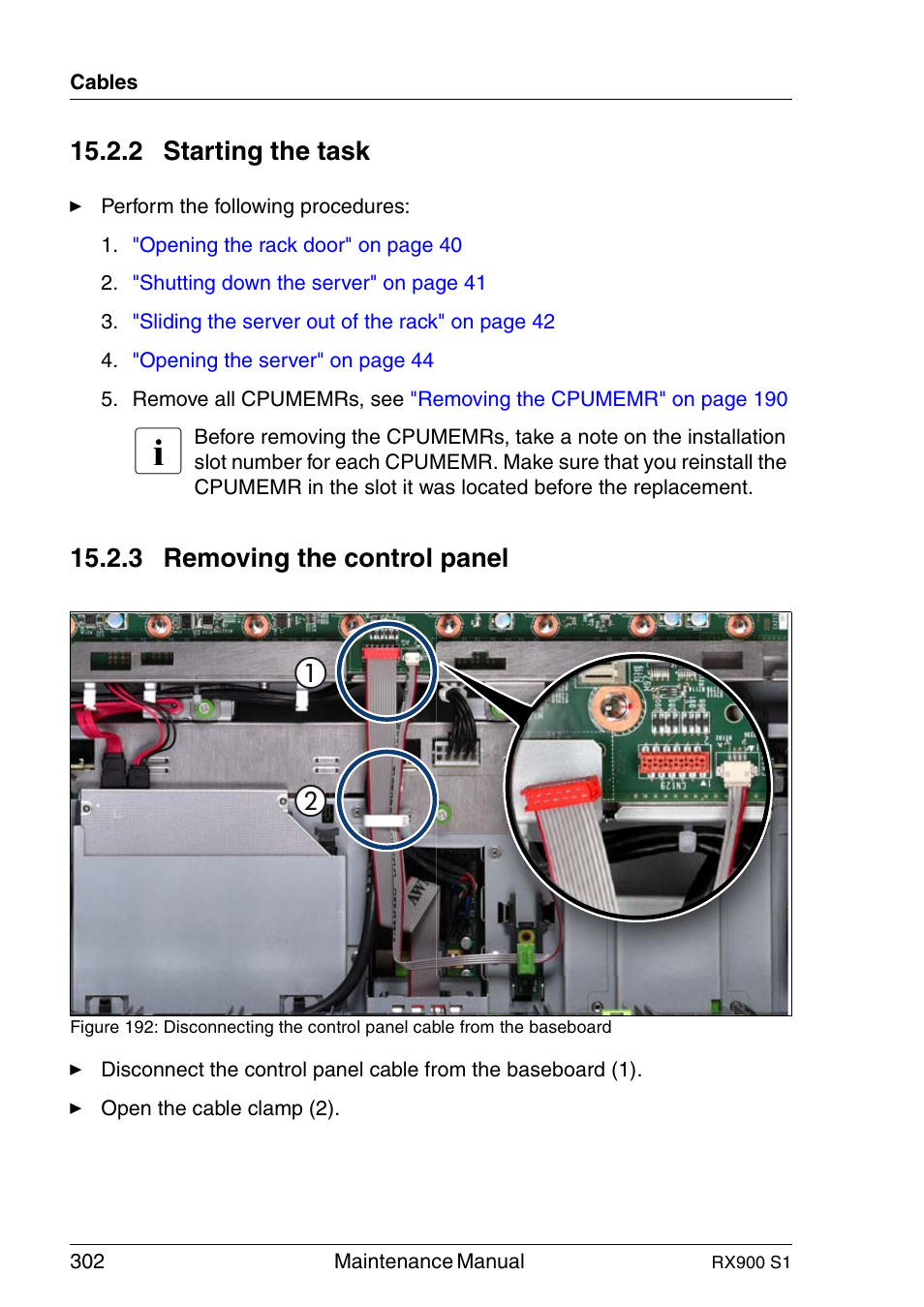 Starting the task, Removing the control panel, 2 starting the task | 3 removing the control panel | FUJITSU PRIMERGY RX900 S1 User Manual | Page 302 / 368
