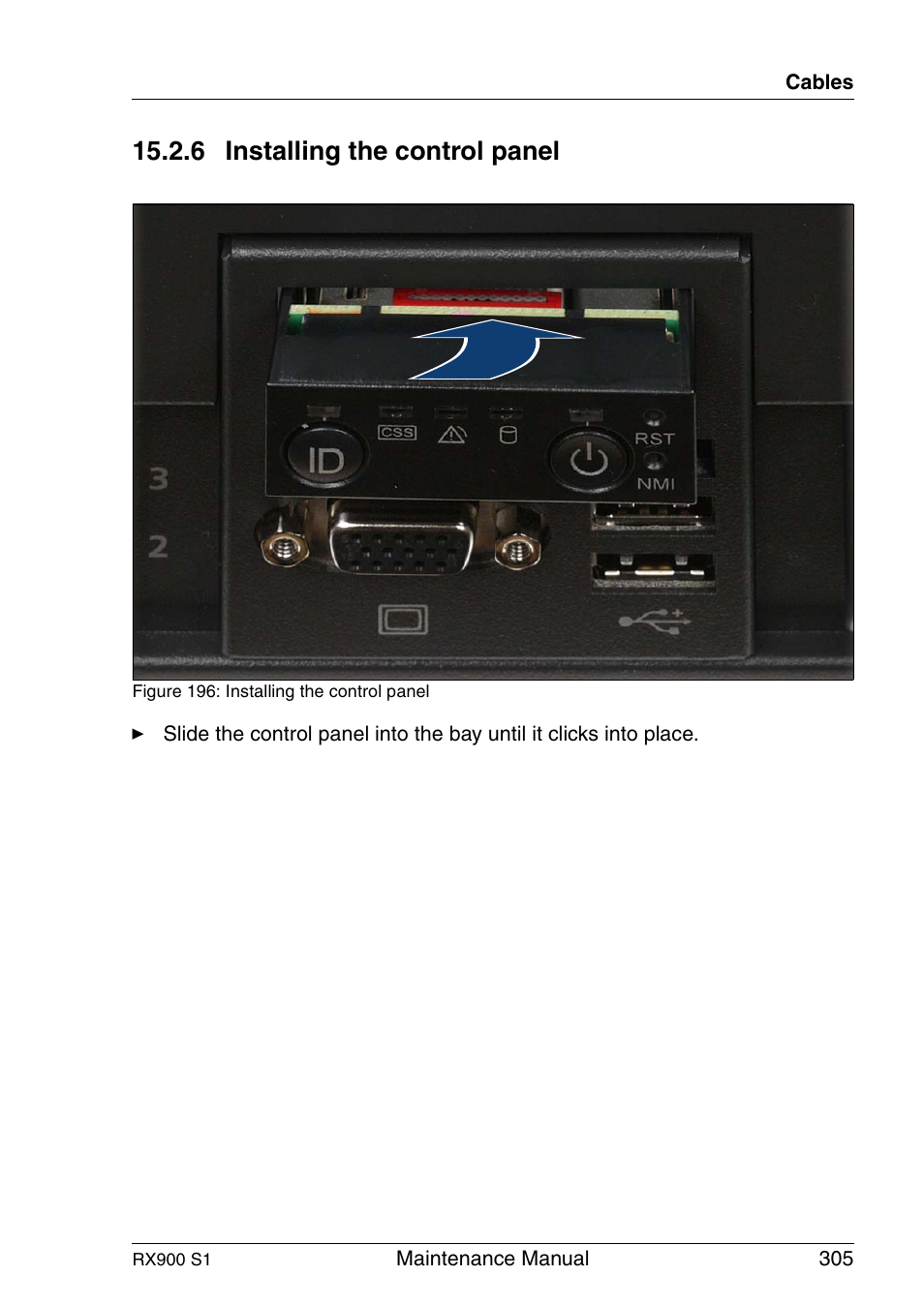 Installing the control panel, 6 installing the control panel | FUJITSU PRIMERGY RX900 S1 User Manual | Page 305 / 368