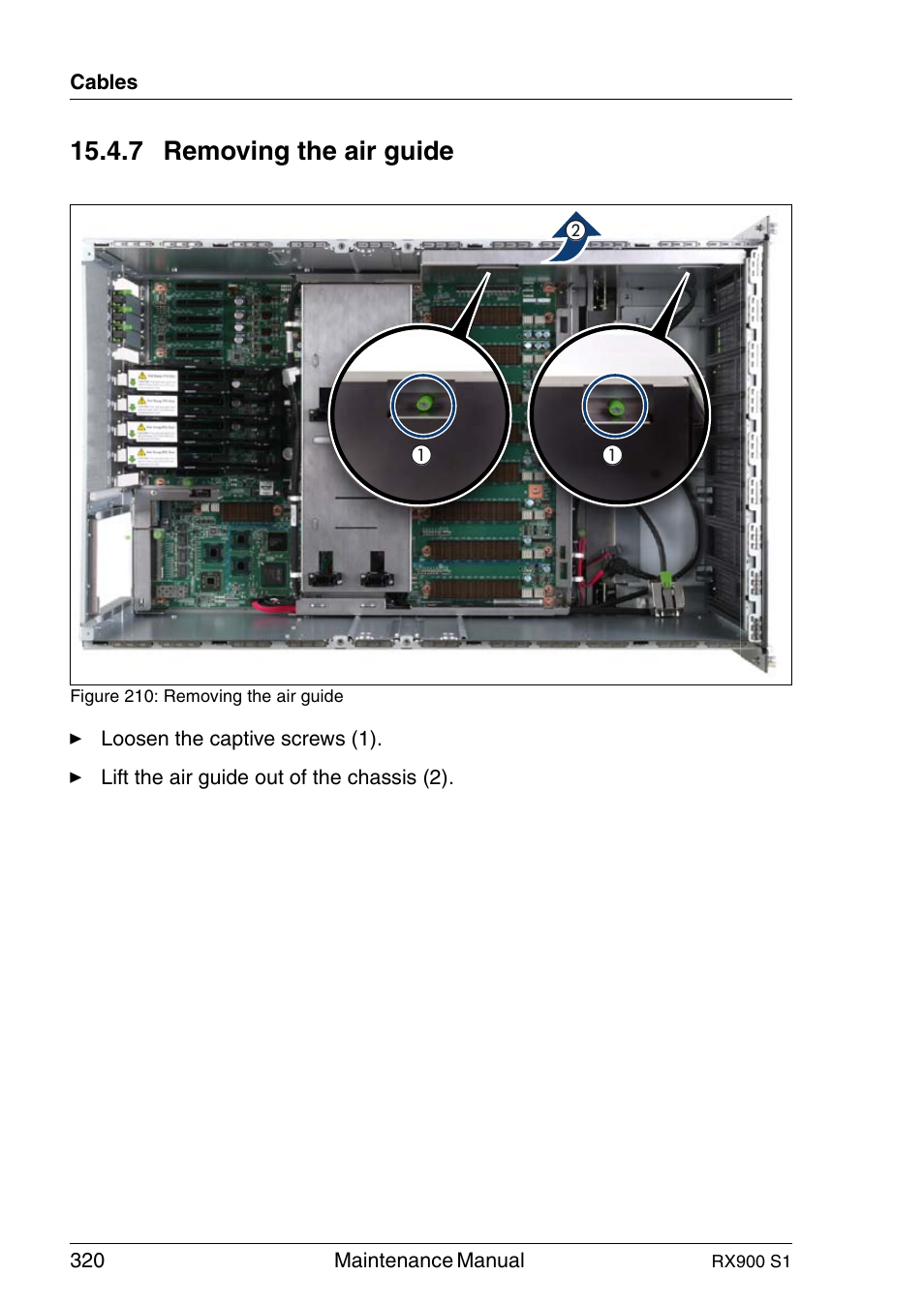 Removing the air guide, 7 removing the air guide | FUJITSU PRIMERGY RX900 S1 User Manual | Page 320 / 368