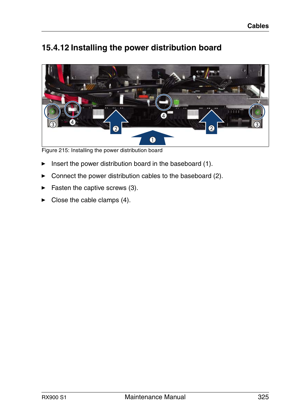 Installing the power distribution board, 12 installing the power distribution board | FUJITSU PRIMERGY RX900 S1 User Manual | Page 325 / 368