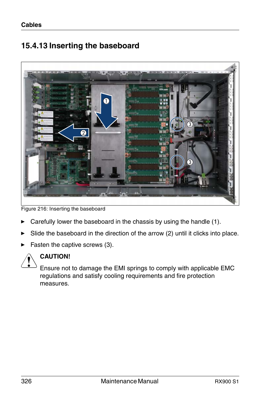 Inserting the baseboard, 13 inserting the baseboard | FUJITSU PRIMERGY RX900 S1 User Manual | Page 326 / 368