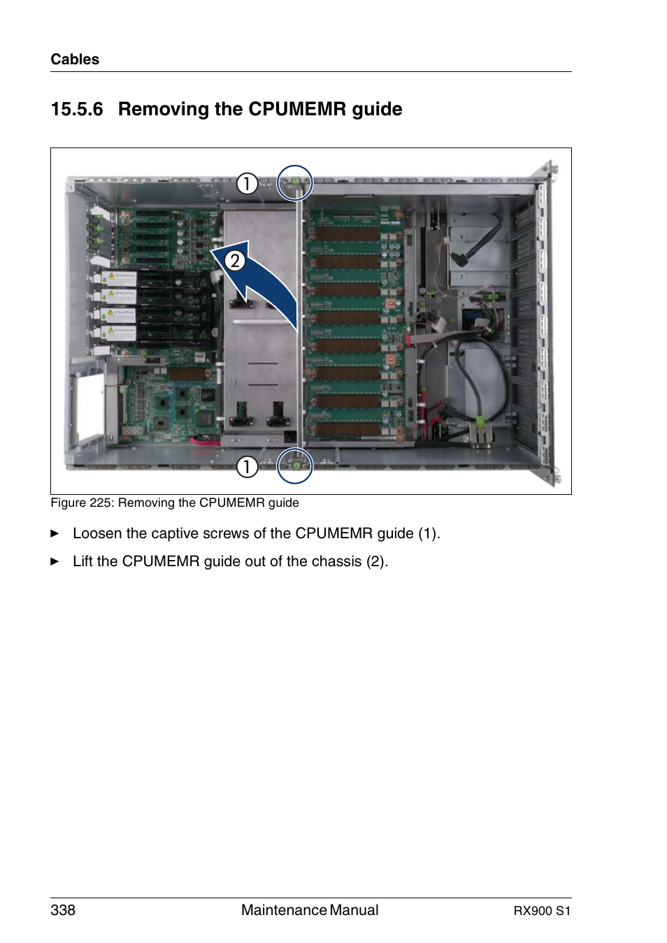 Removing the cpumemr guide, 6 removing the cpumemr guide | FUJITSU PRIMERGY RX900 S1 User Manual | Page 338 / 368