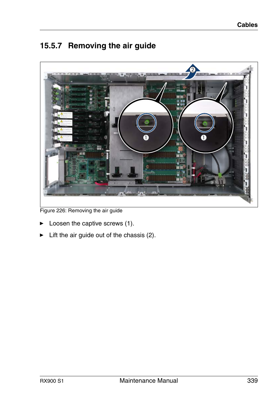 Removing the air guide, 7 removing the air guide | FUJITSU PRIMERGY RX900 S1 User Manual | Page 339 / 368