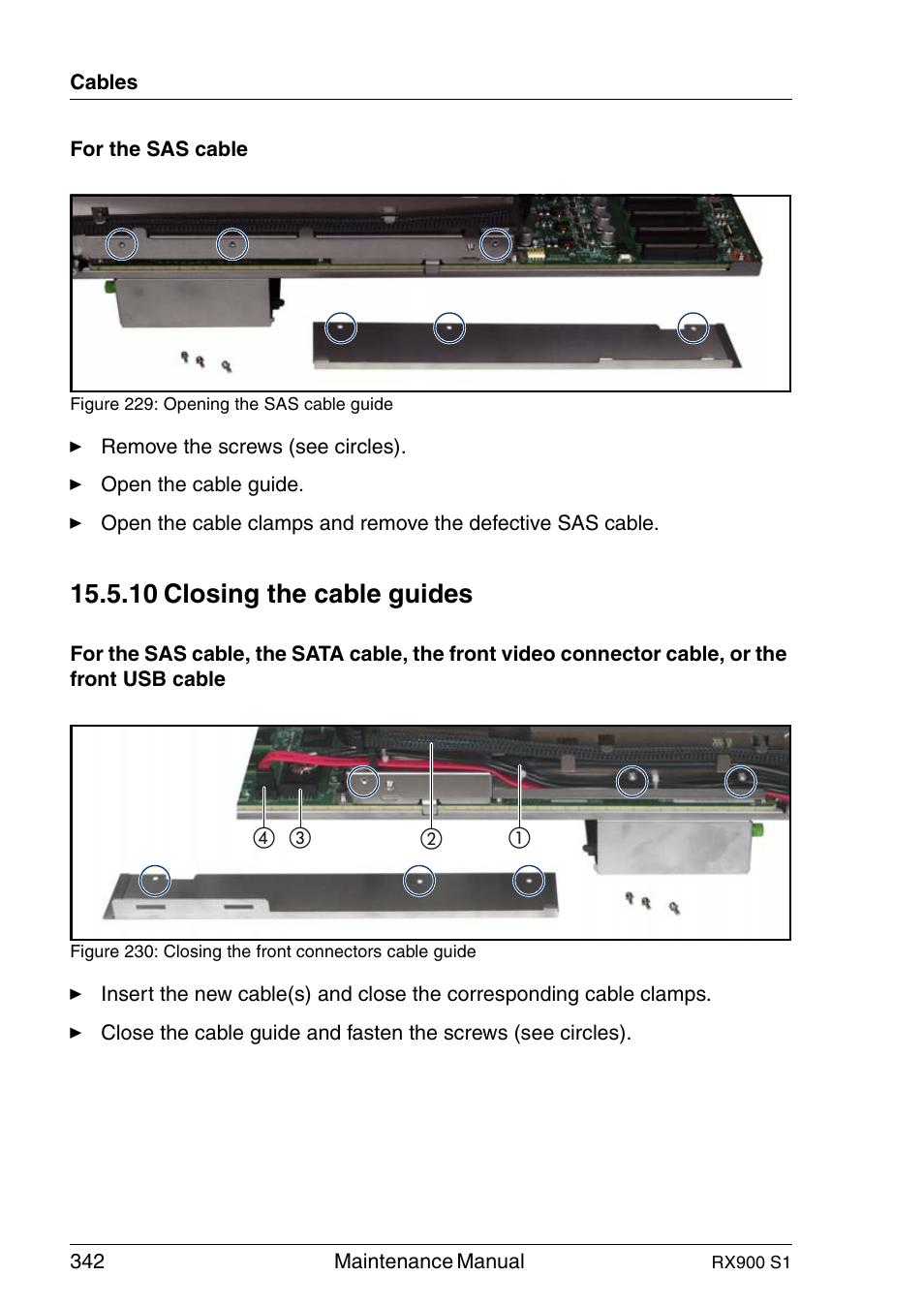 Closing the cable guides, 10 closing the cable guides | FUJITSU PRIMERGY RX900 S1 User Manual | Page 342 / 368