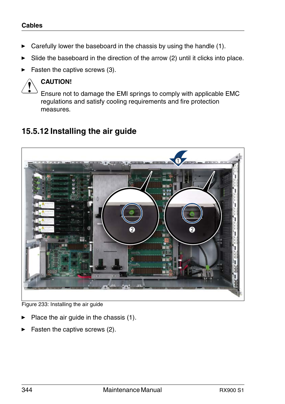 Installing the air guide, 12 installing the air guide | FUJITSU PRIMERGY RX900 S1 User Manual | Page 344 / 368