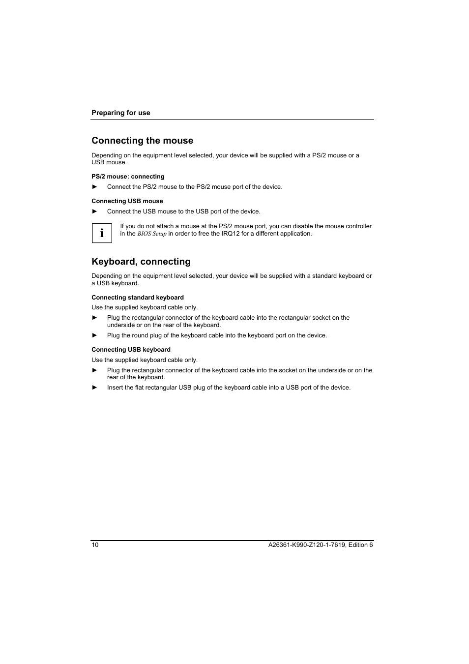 Connecting the mouse, Keyboard, connecting | FUJITSU Siemens CELCIUS M/V/R User Manual | Page 18 / 92