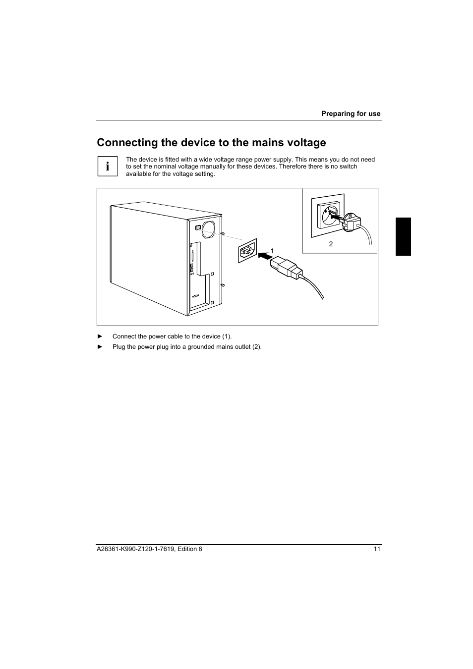 Connecting the device to the mains voltage | FUJITSU Siemens CELCIUS M/V/R User Manual | Page 19 / 92