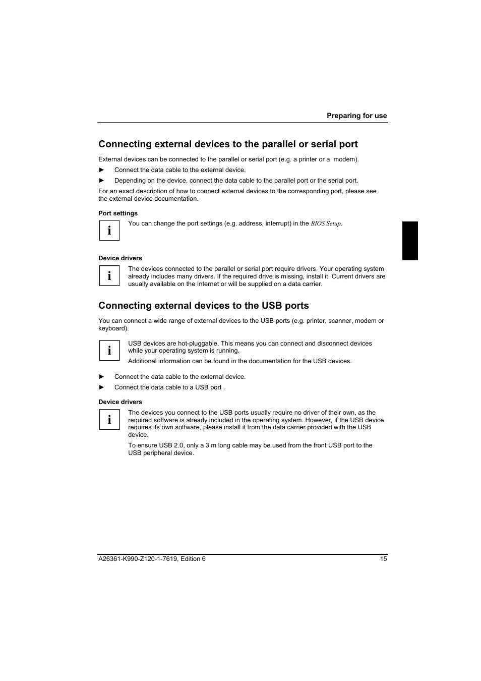 Connecting external devices to the usb ports | FUJITSU Siemens CELCIUS M/V/R User Manual | Page 23 / 92