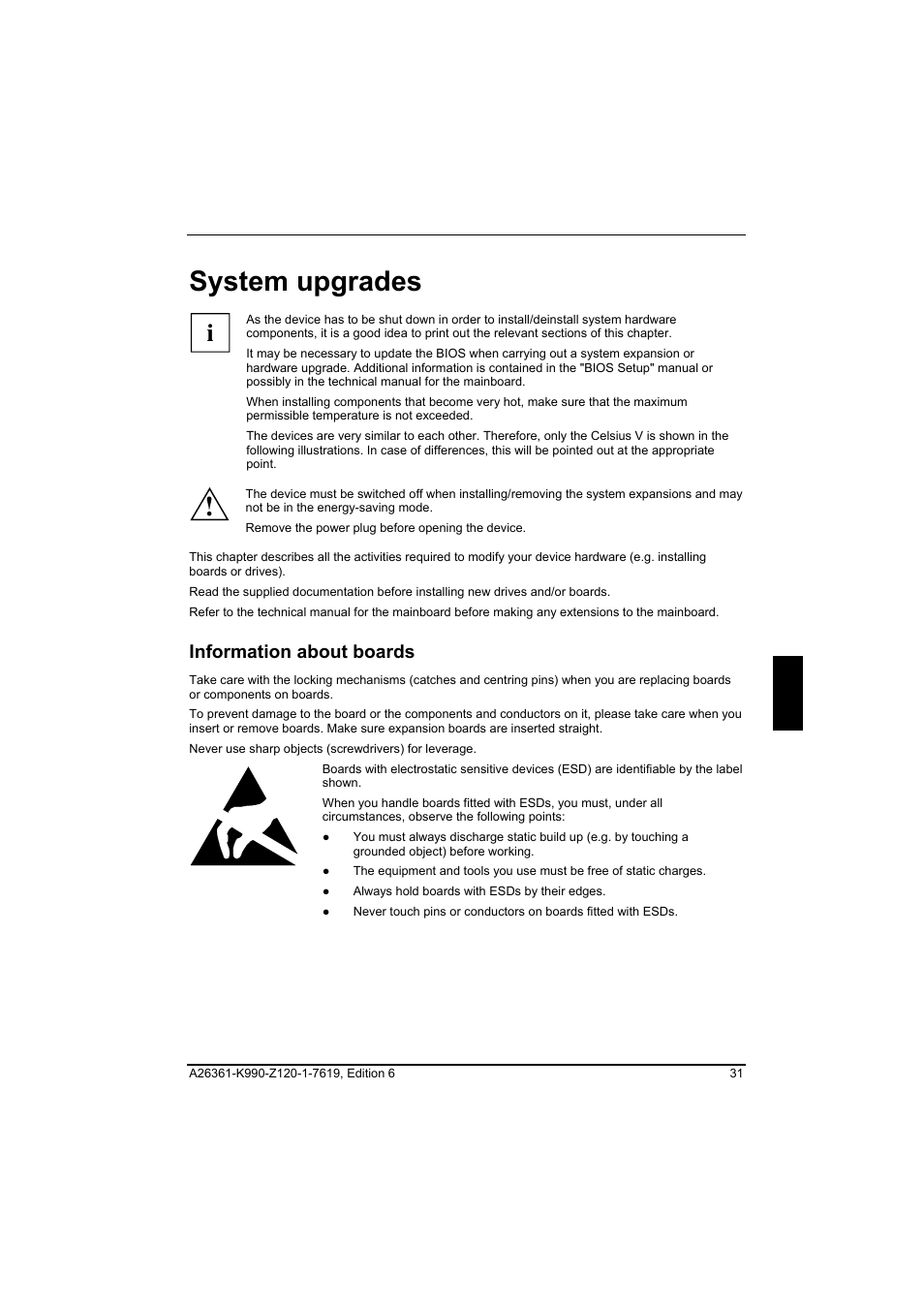 System upgrades, Information about boards | FUJITSU Siemens CELCIUS M/V/R User Manual | Page 39 / 92