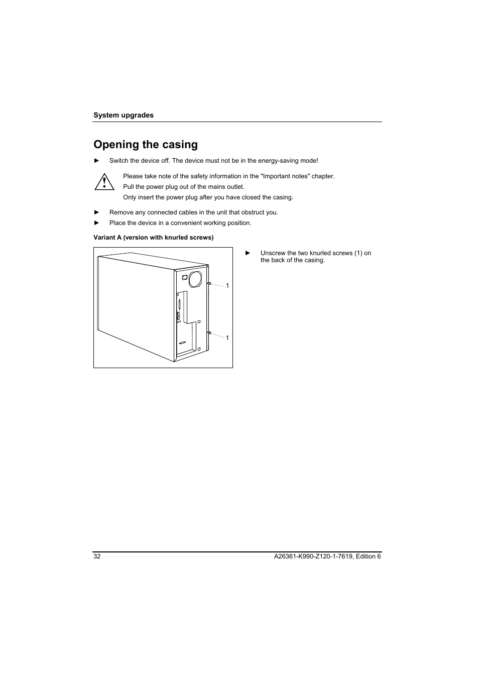Opening the casing | FUJITSU Siemens CELCIUS M/V/R User Manual | Page 40 / 92