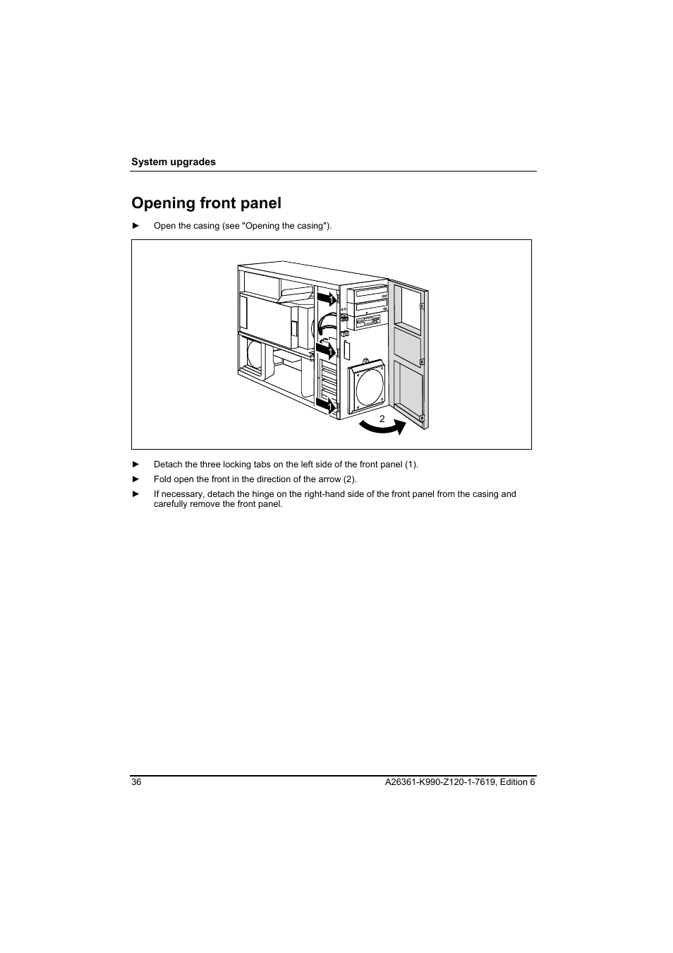 Opening front panel | FUJITSU Siemens CELCIUS M/V/R User Manual | Page 44 / 92