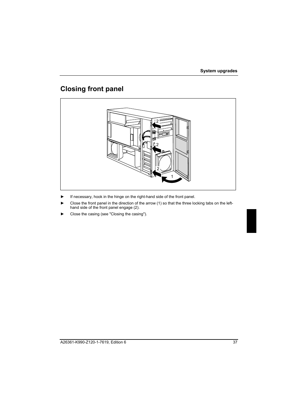 Closing front panel | FUJITSU Siemens CELCIUS M/V/R User Manual | Page 45 / 92