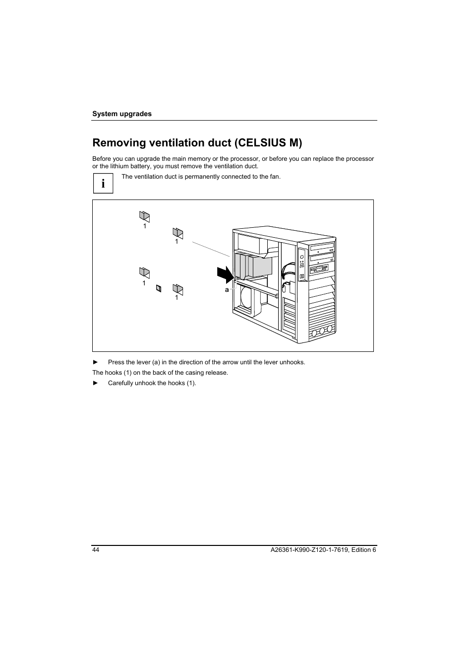 Removing ventilation duct (celsius m) | FUJITSU Siemens CELCIUS M/V/R User Manual | Page 52 / 92