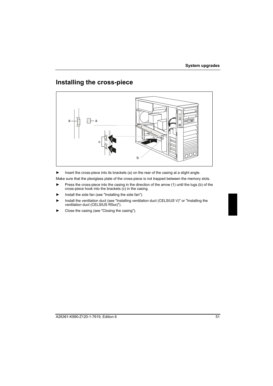 Installing the cross-piece | FUJITSU Siemens CELCIUS M/V/R User Manual | Page 59 / 92
