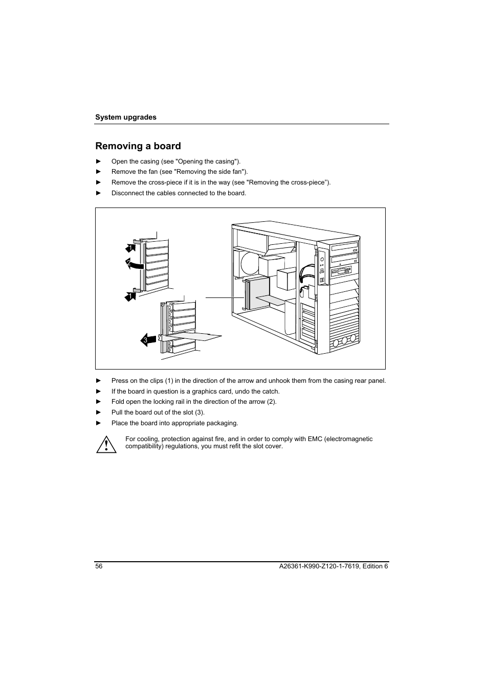Removing a board | FUJITSU Siemens CELCIUS M/V/R User Manual | Page 64 / 92