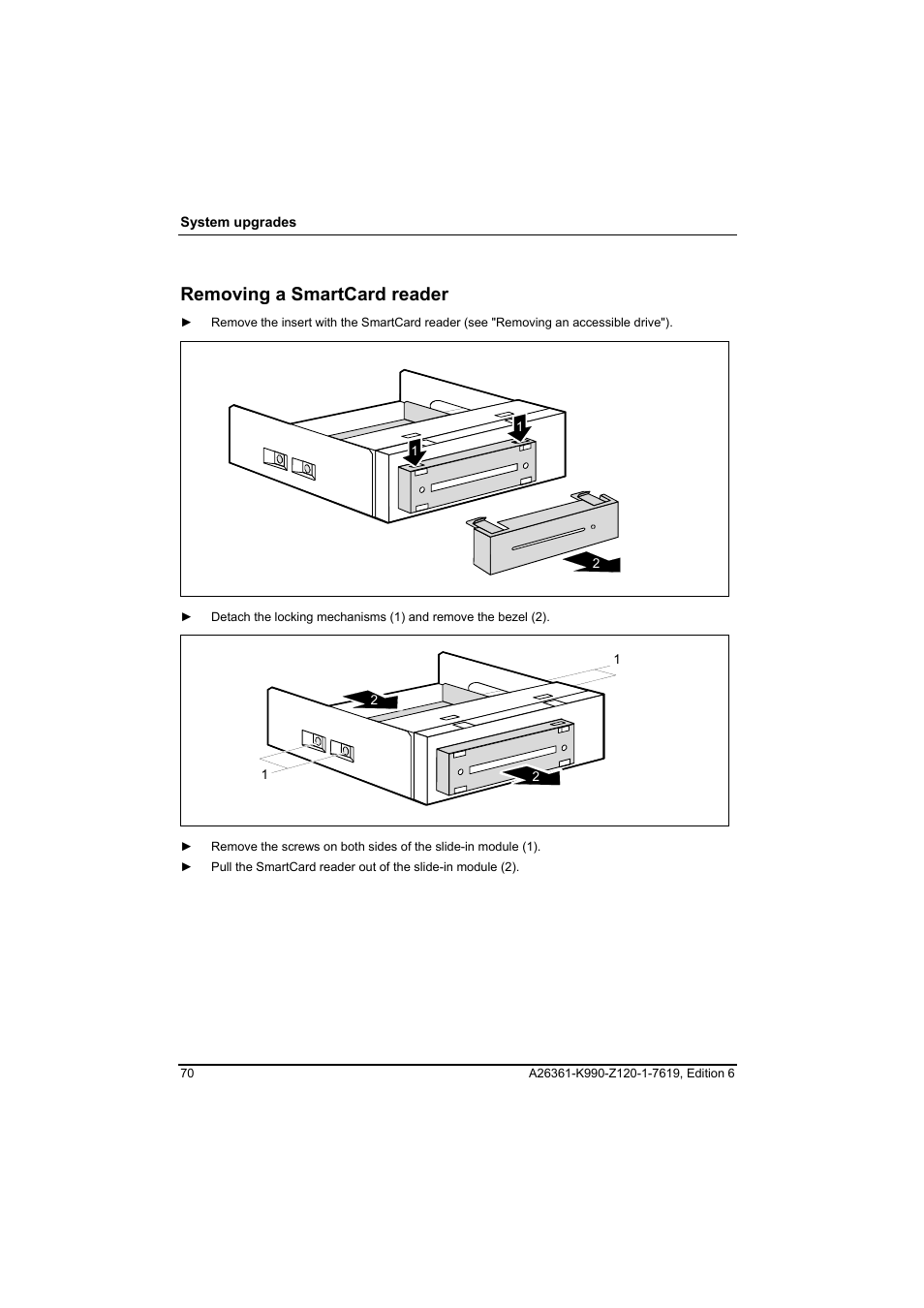Removing a smartcard reader | FUJITSU Siemens CELCIUS M/V/R User Manual | Page 78 / 92