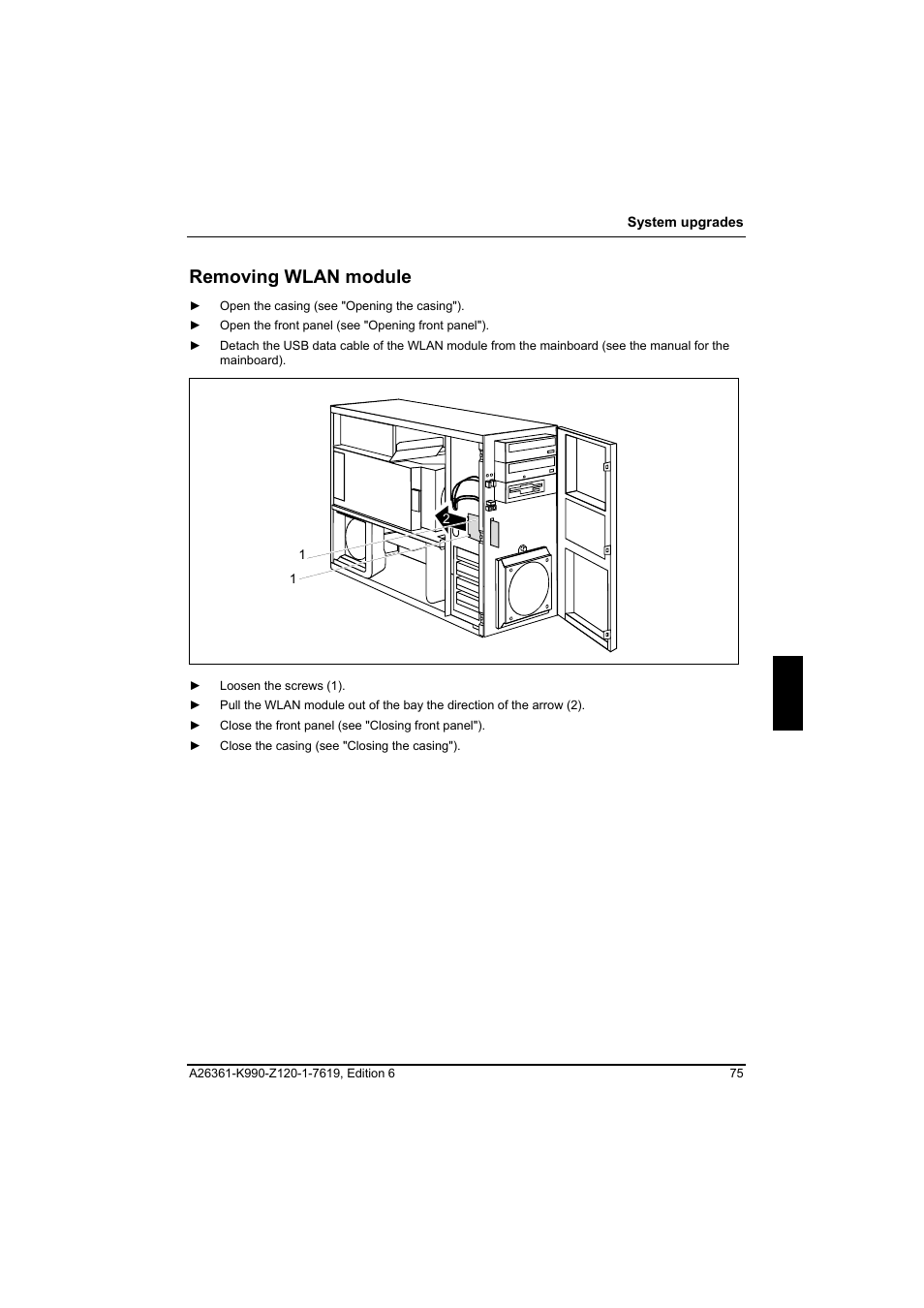 Removing wlan module | FUJITSU Siemens CELCIUS M/V/R User Manual | Page 83 / 92