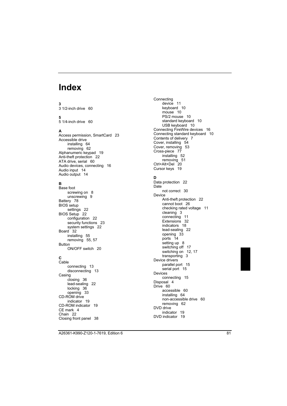 Index | FUJITSU Siemens CELCIUS M/V/R User Manual | Page 89 / 92