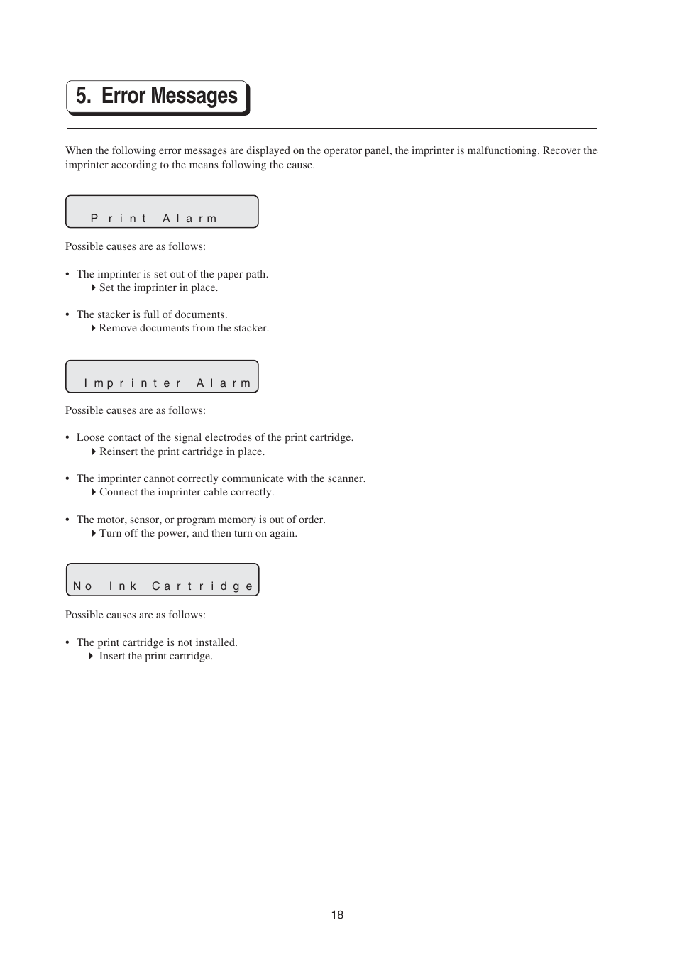 Error messages | FUJITSU fi-434PR User Manual | Page 20 / 44